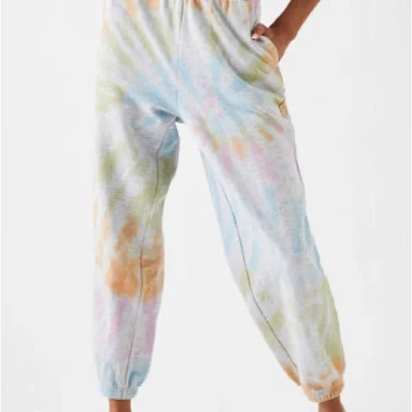 PACSUN PAC SUN Trippy Tie Dye Rainbow Sweat Pants Sweatpants | XS | Gray - Picture 1 of 8